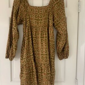 Universal Thread Olive Floral Long Sleeve Dress